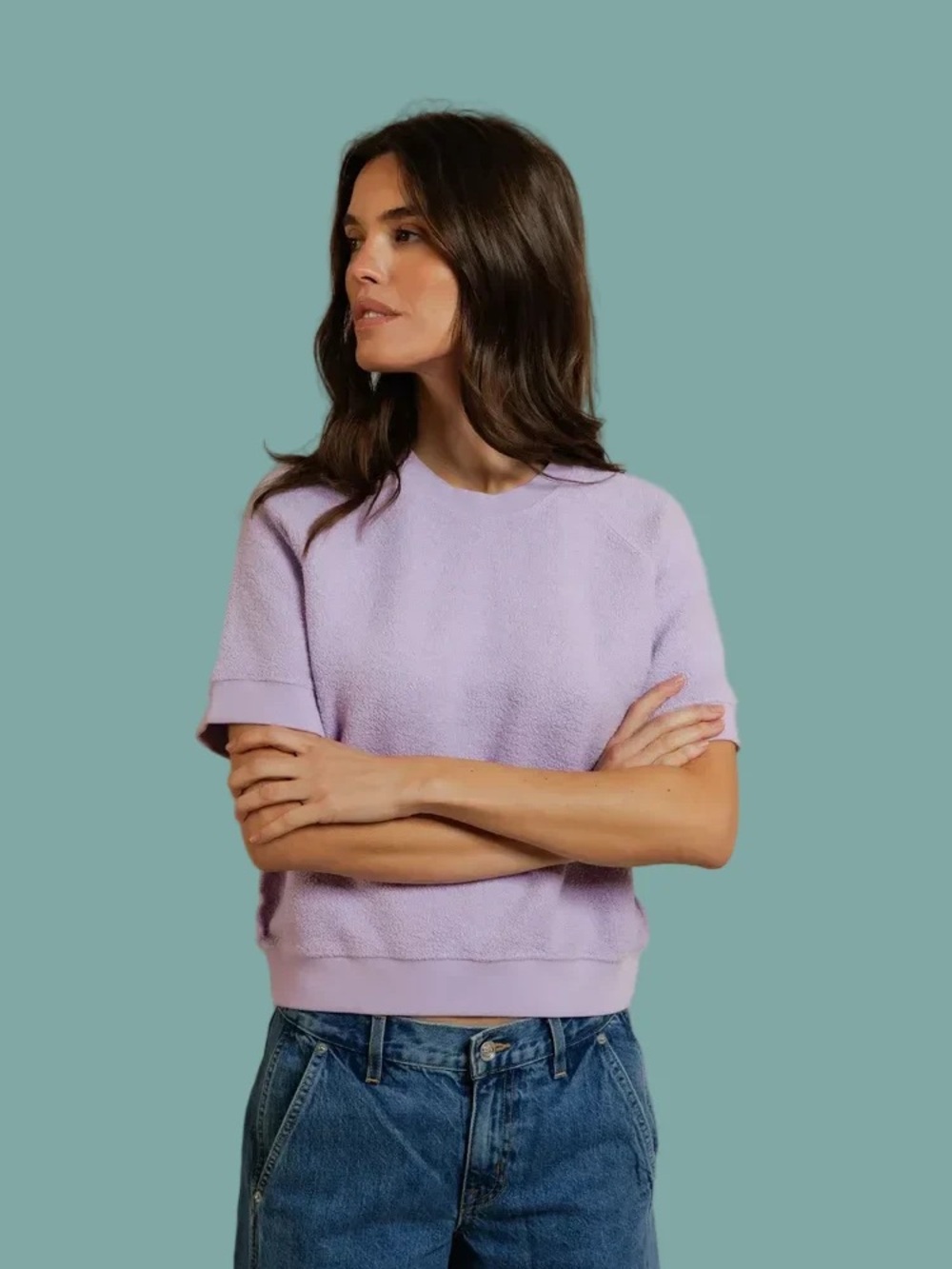 Perfect White Tee - Kennedy Fleece Short Sleeve Sweatshirt